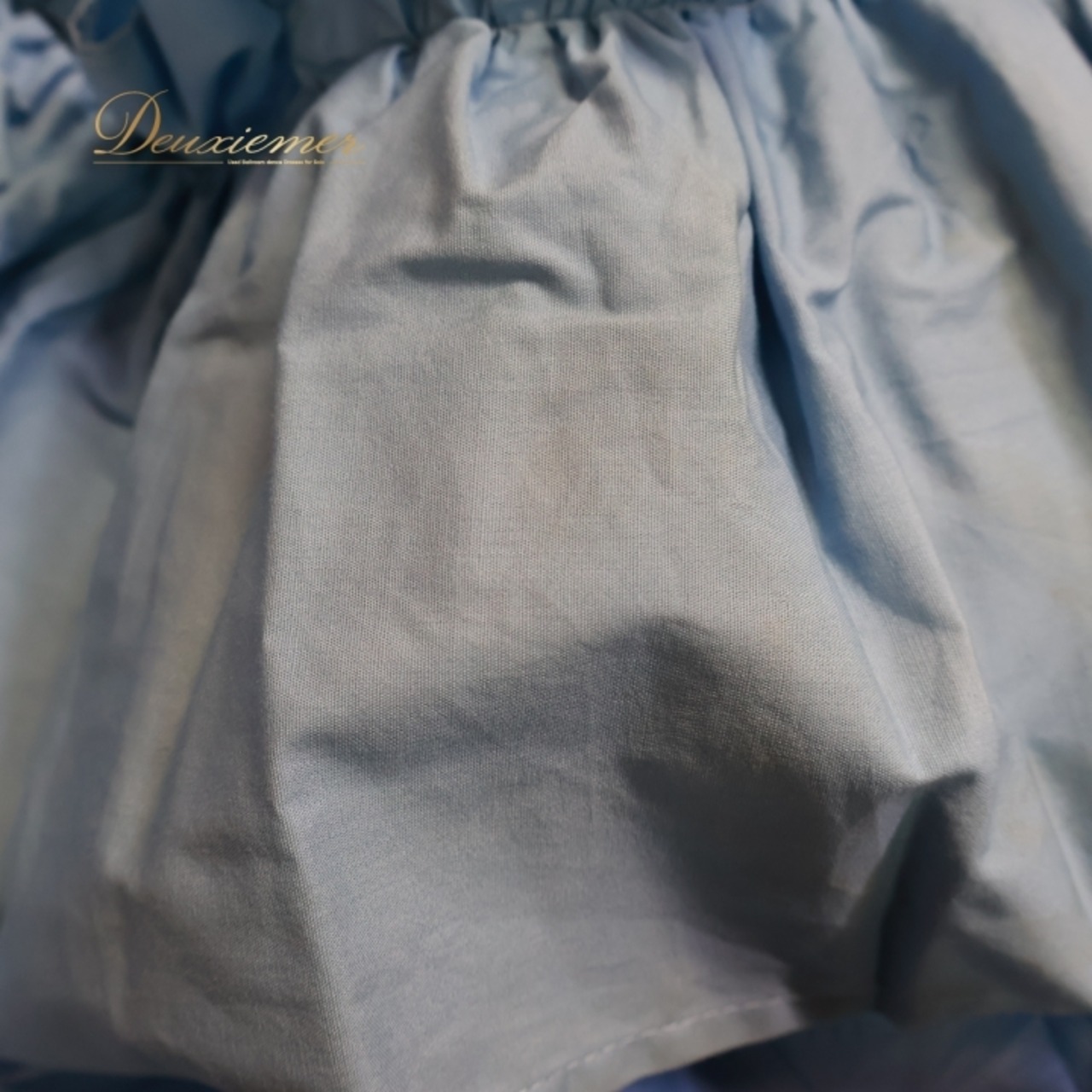 フラダンス 衣装 ワンピース ドレス ブルー系 パフスリーブ ロングワンピース フリル ワントーン 花柄 可愛い 華やか 明るい ふわふわ ハワイアン アロハ ハワイアンプリント フラ ダンス レッスン 練習