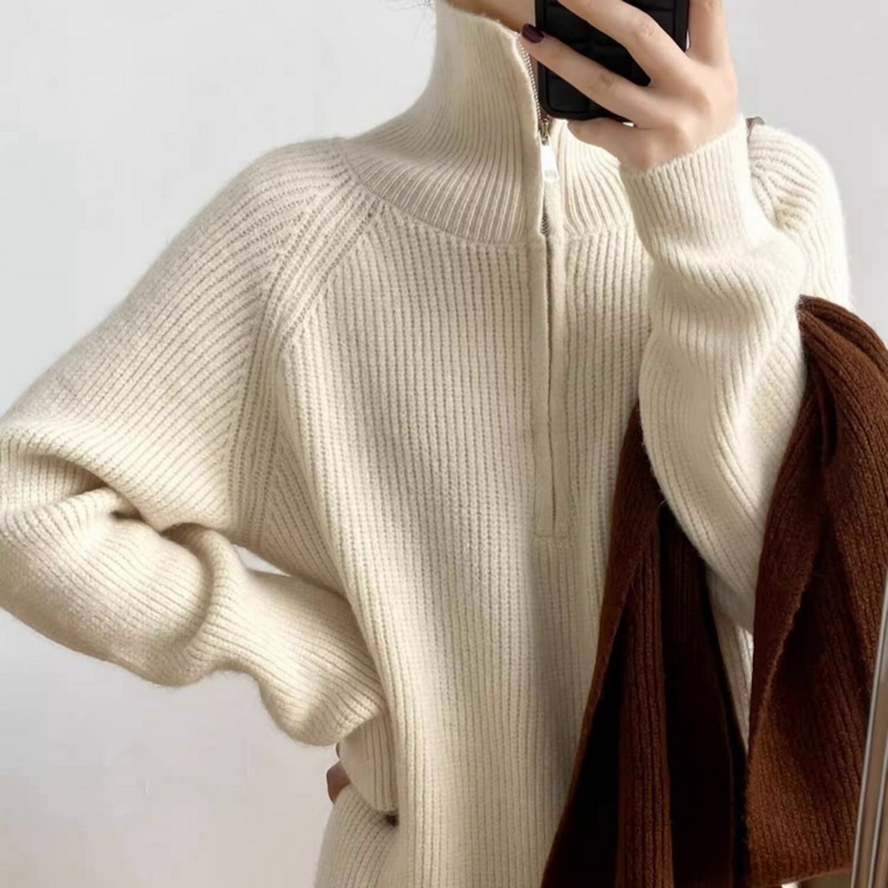 ジッパー ニット ロング ワンピース 10351