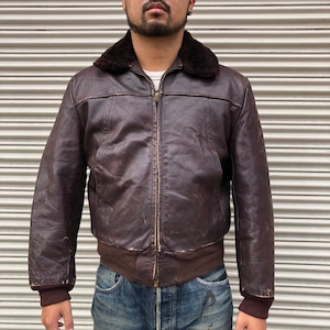 50s HERCULES 襟ボア ジャケット ヘラクレス レザー ステアハイド SEARS G-1 フライト ブラウン 60s ヴィンテージ ブルゾン バイカー L
