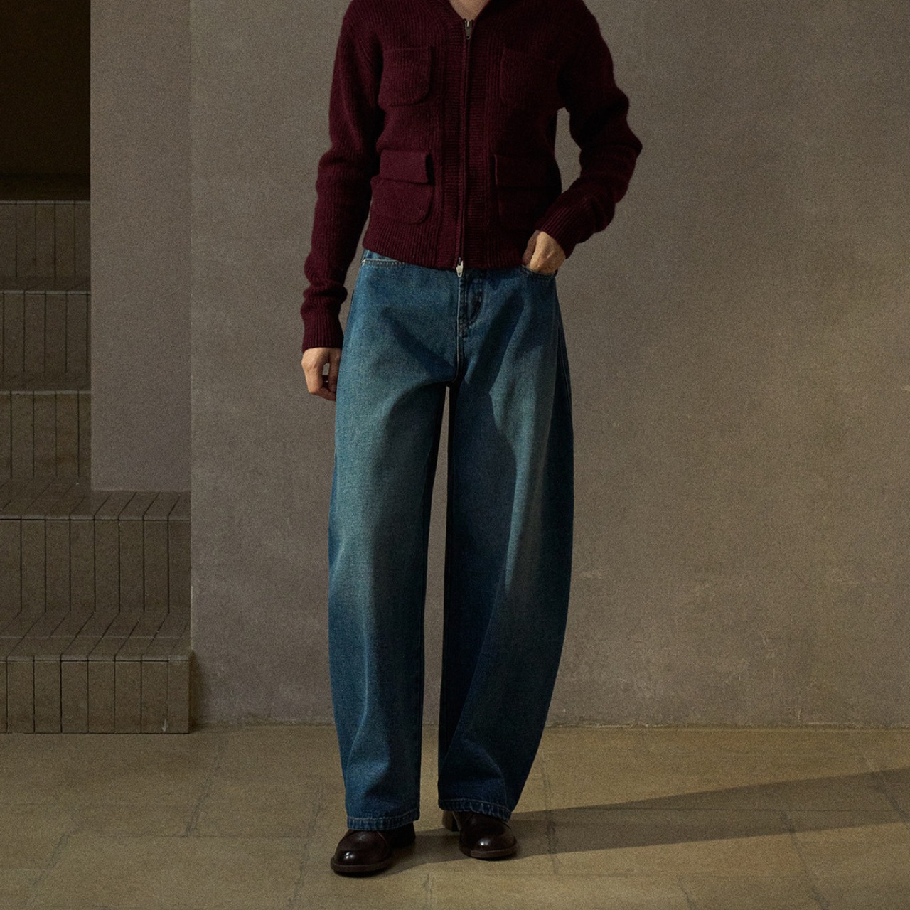 Relaxed Wide-Leg Denim Pants T3918