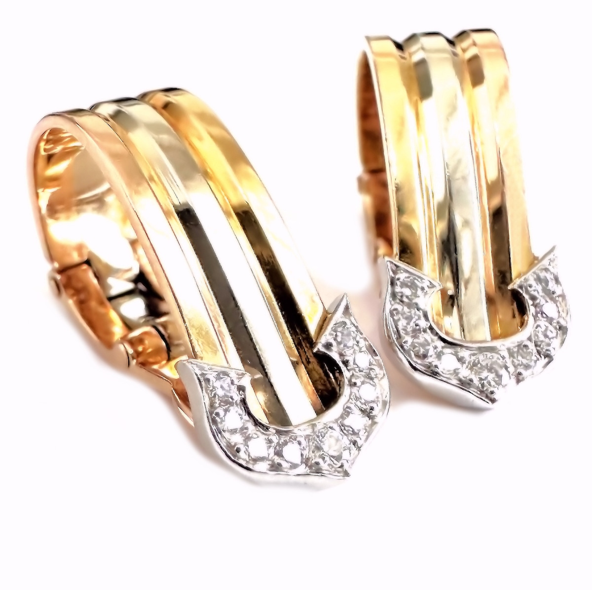 CARTIER / カルティエ 2C ダイヤモンド イヤリング 750 K18 (YG×PG×WG 