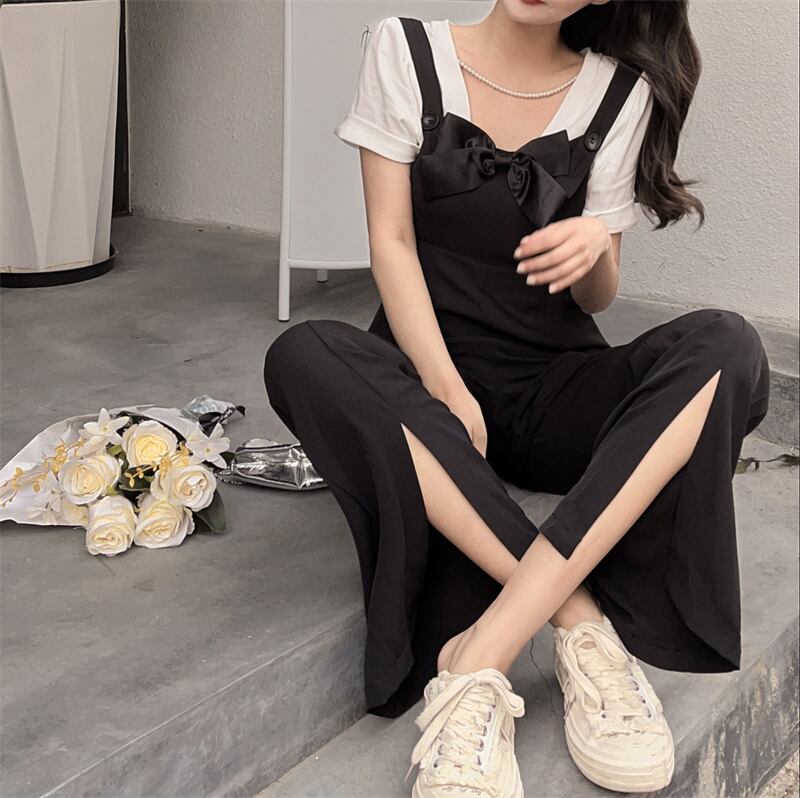 ブラックニットパンツ カジュアル リボン 大人ガーリー スウィート キュート ブラックストロベリース7909391962