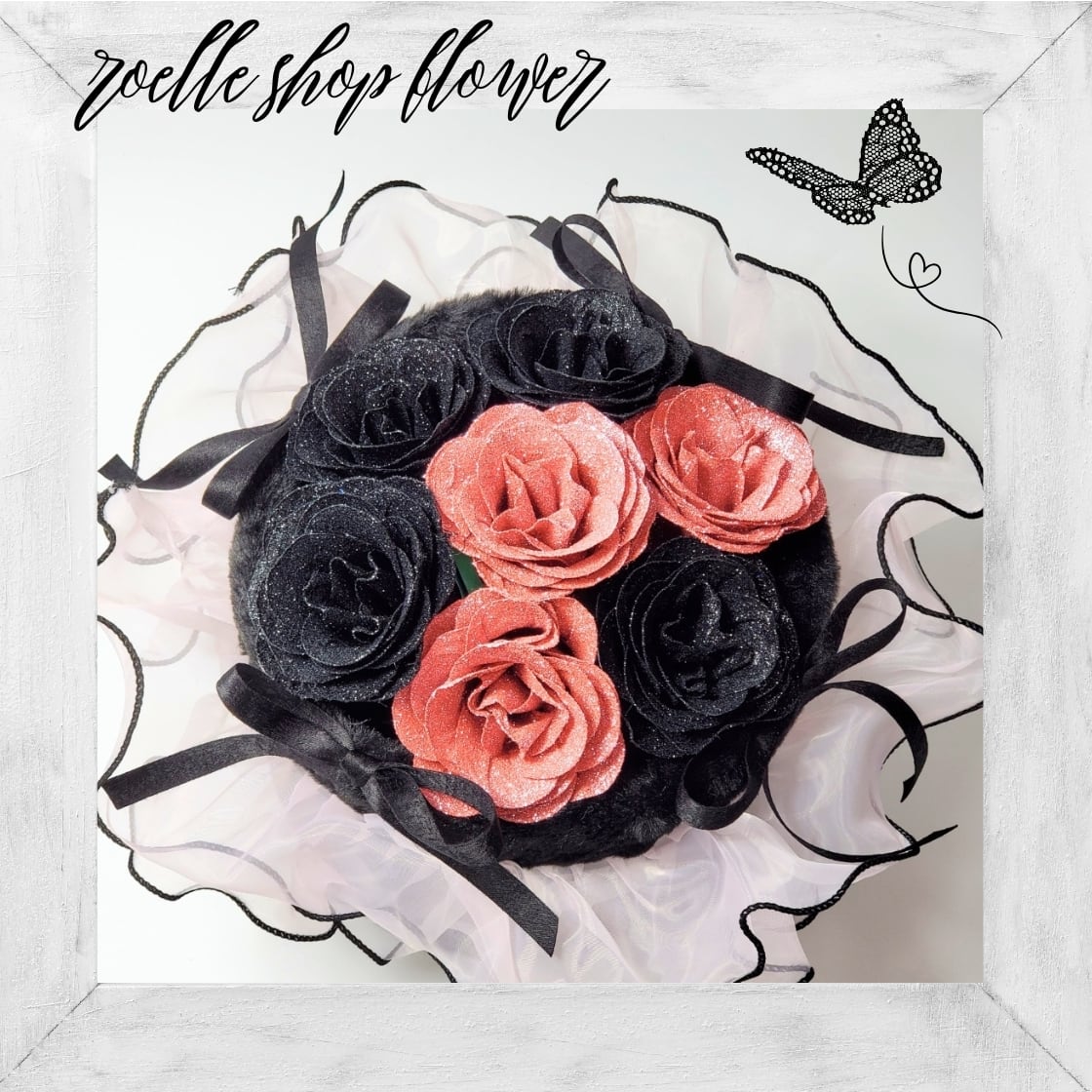 G-1 グリッターローズ アーティフィシャルフラワー ラメ付き もこもこ