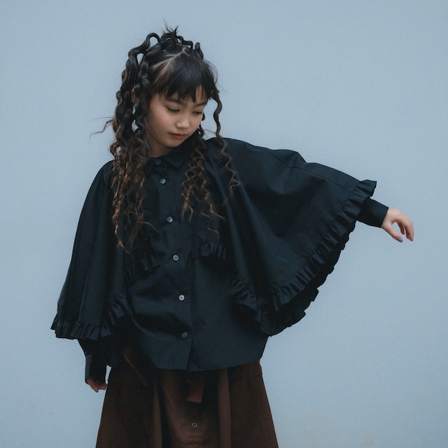 〈 nunuforme 23AW 〉ショルダーカバーブラウス / 09-nf20-507-031 / Black / Kids