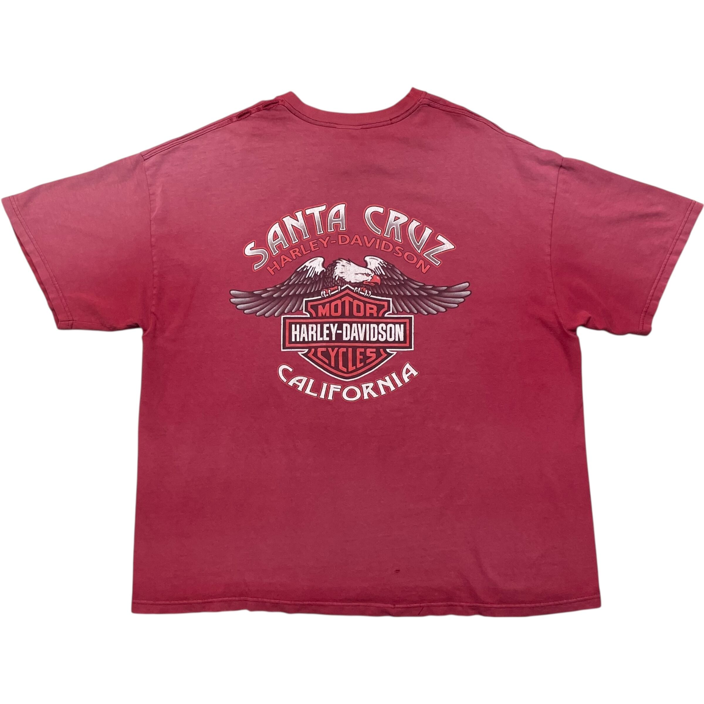 《XXL》 Harley-Davidson ハーレーダビッドソン Tシャツ イーグル プリント レッド フェード USA製 no.8459