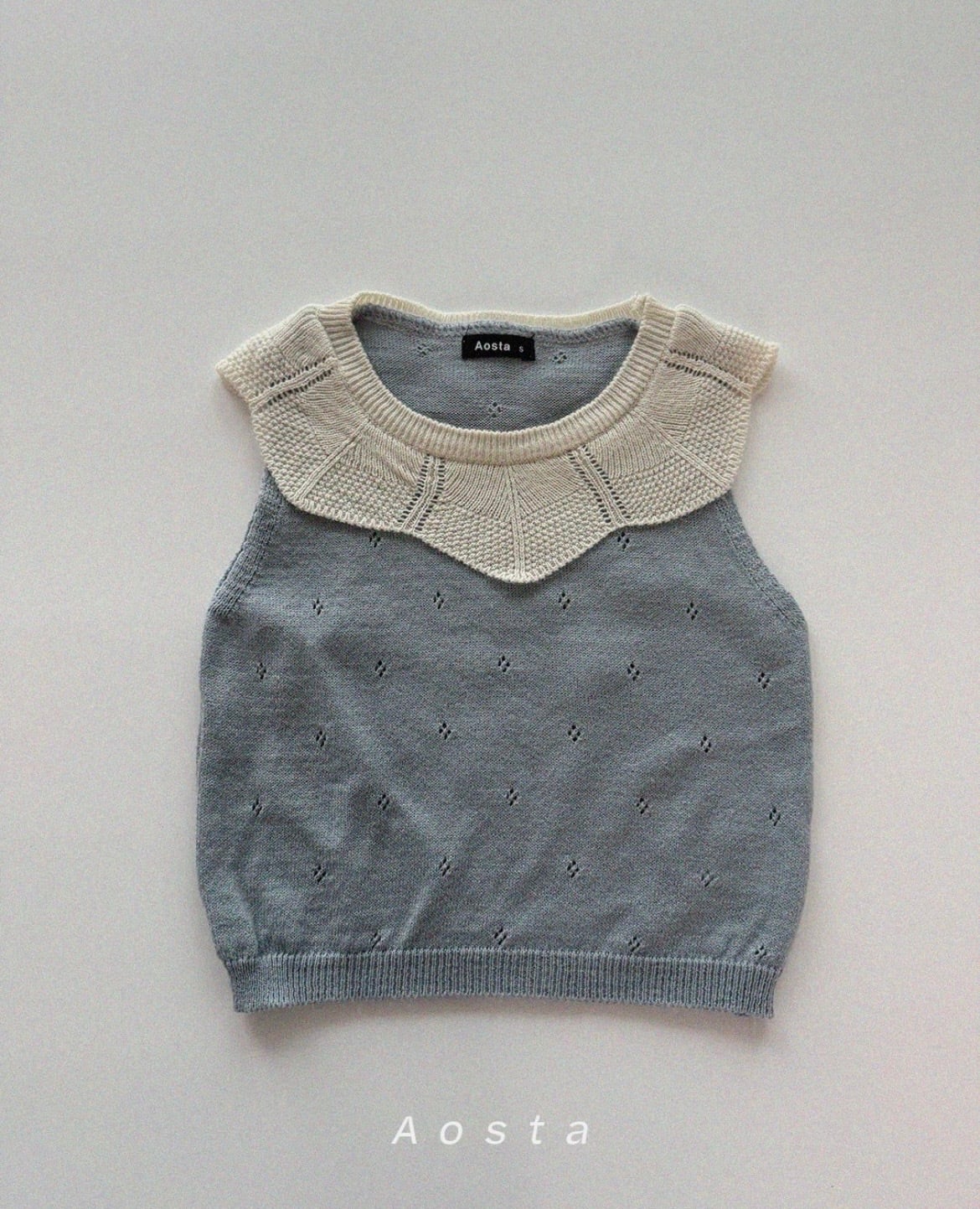 【即納/90size】ニットフリルTシャツ/ Aosta