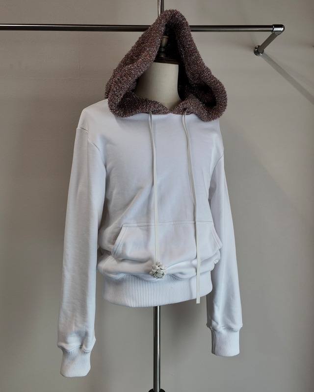 【26/AW Oscar Ouyang】upcycled white shirt with wool jumper bow tie strap bag