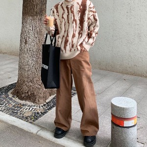 ストリートカラーコントラストルーズニット　1076