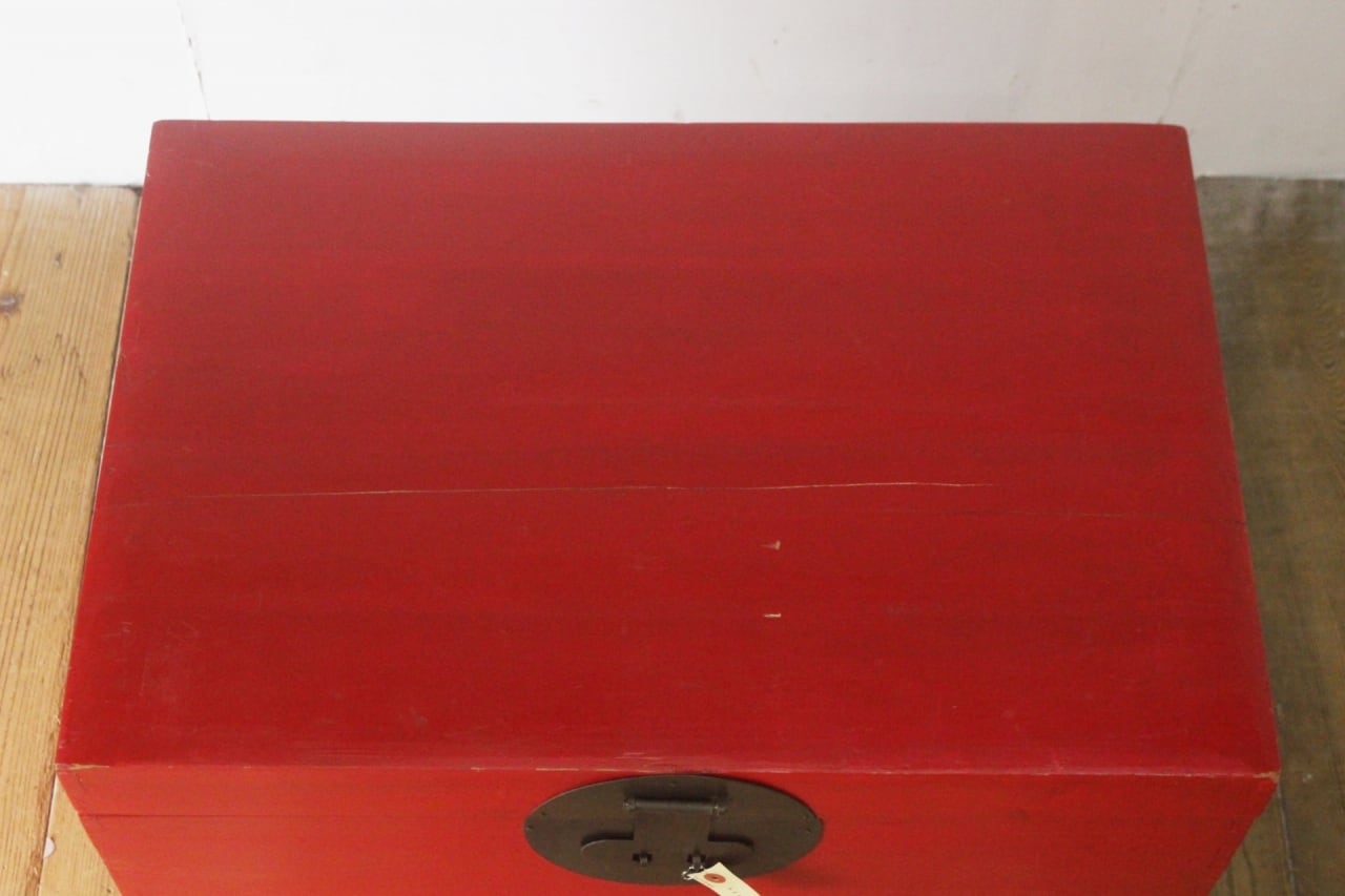 中国 衣装箱 ケース 木箱 BOX ボックス 収納 ラック ペイント 赤