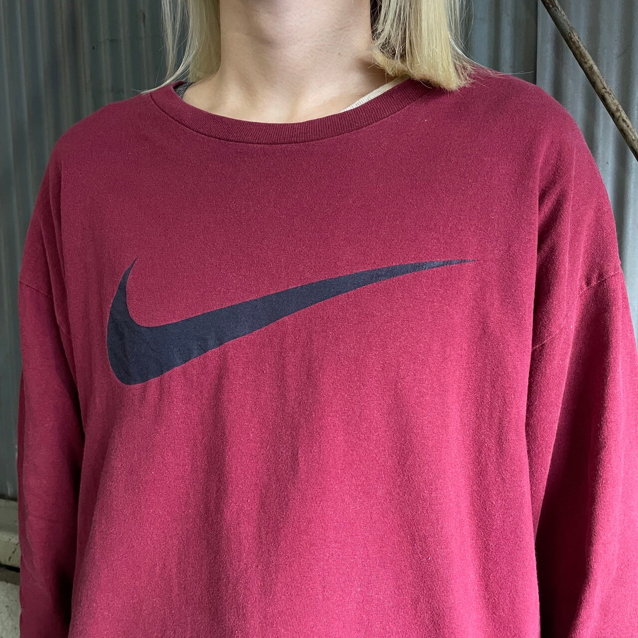 NIKE ナイキ フロントロゴ スウォッシュ ロングTシャツ メンズL 古着 