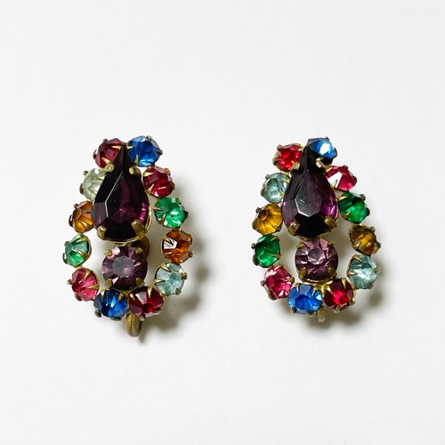 Vintage Multi Color Bijoux Earrings Made In Czechoslovakia