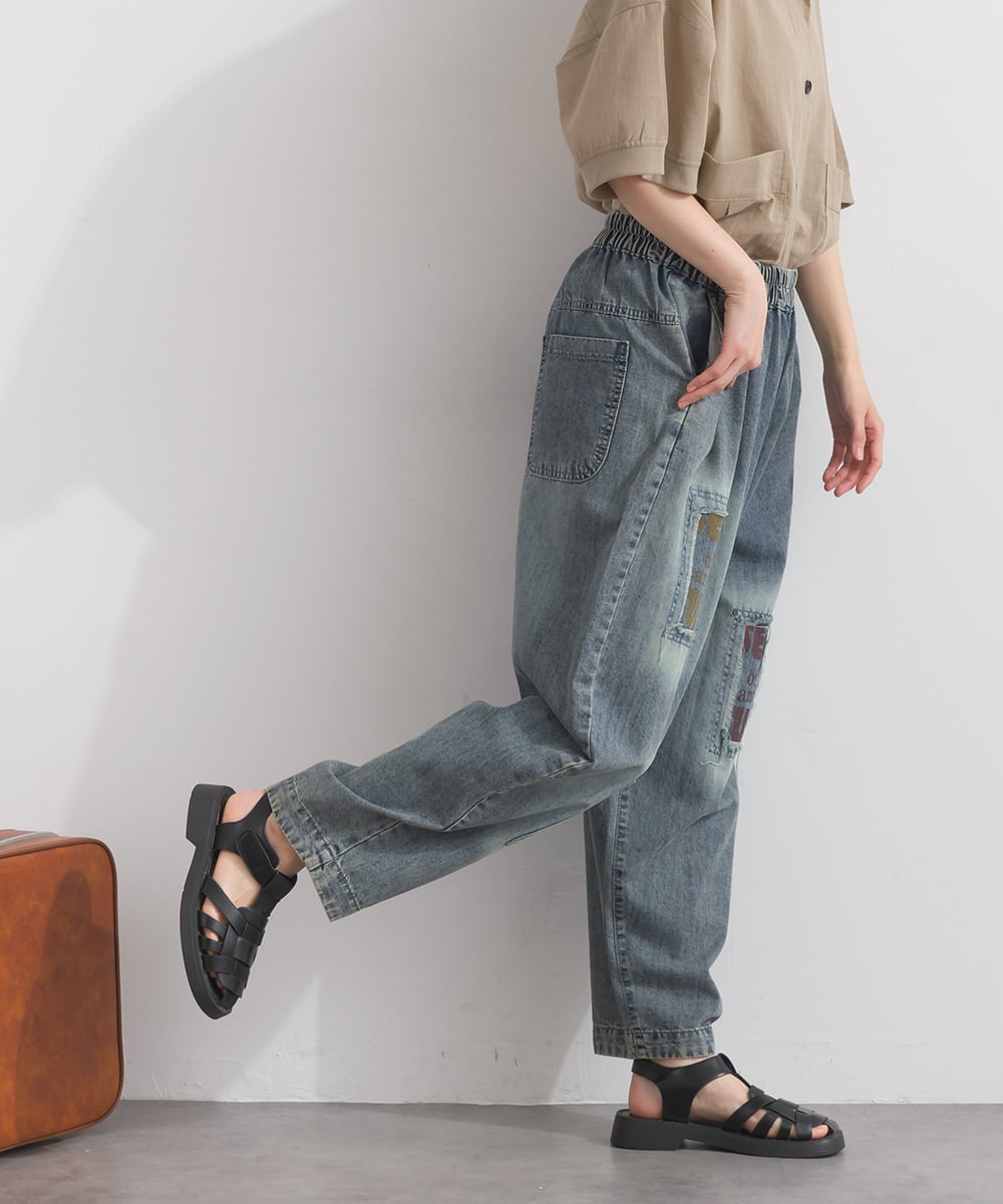 D54043 【体型カバーデニムシリーズ】 パッチワークデニムパンツ