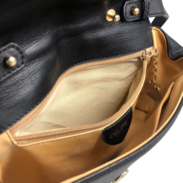 CELINE セリーヌ ショルダーバッグ ブラック ブラゾン レザー vintage ヴィンテージ オールド cfz6hr
