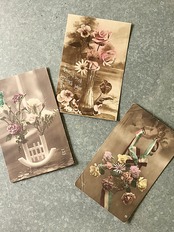1900s フランス 永遠の花々とポストカード 3p アンティーク