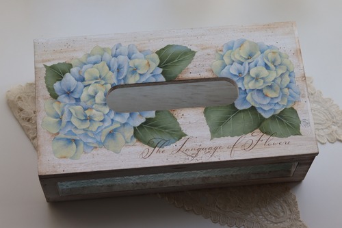 【アクリル】秋色アジサイのティッシュボックス デザインパケット