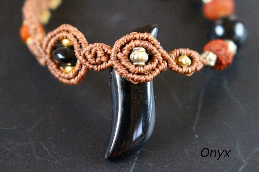 Onyx rudraksha macrame bracelet