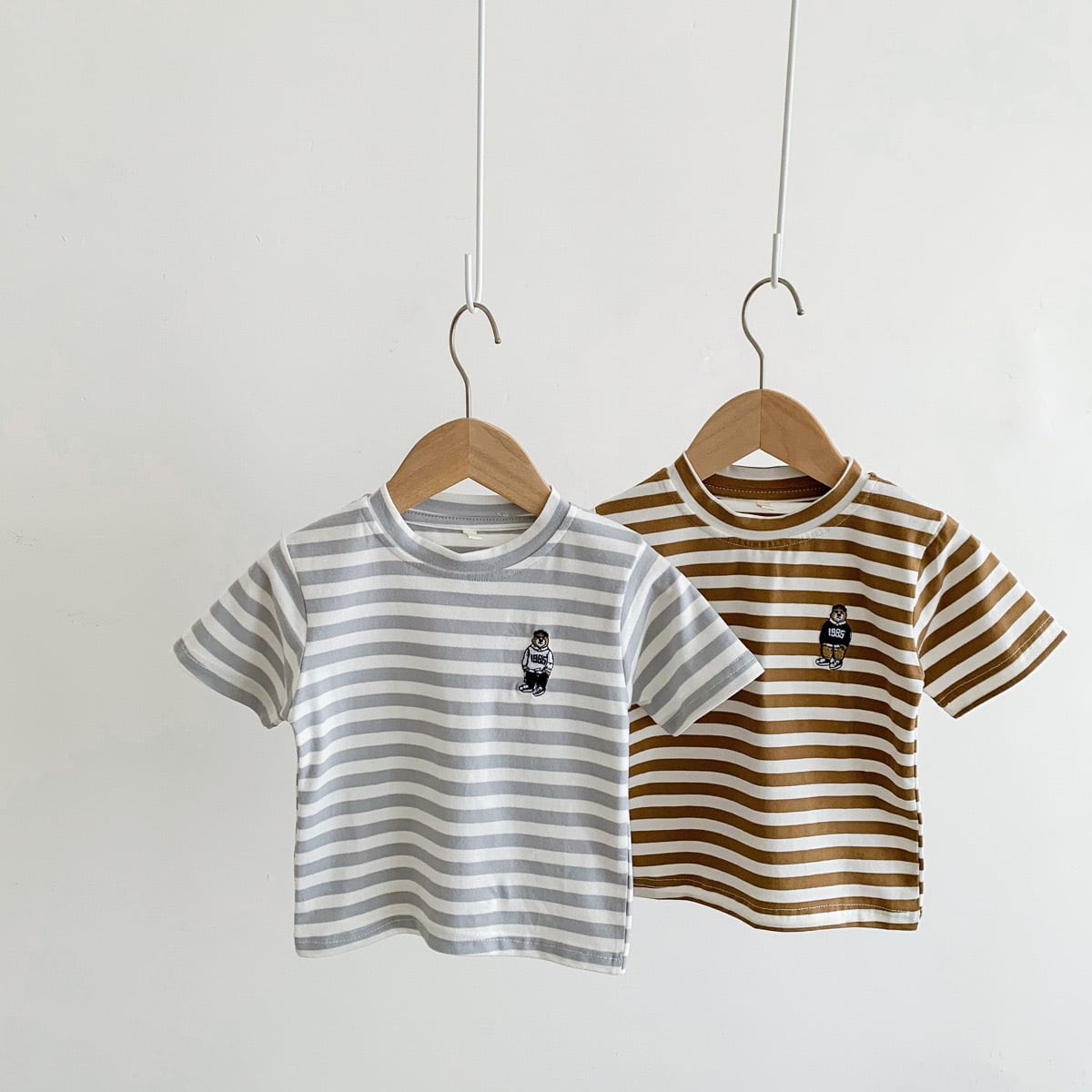 子供服キッズくまボーダーTシャツ 女の子男の子半袖トップス かわいい夏服 lwk0059 LITTLE BEAN丨海外子供 服・おもちゃ・育児用品のセレクトショップ