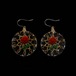 Rose intaglio round glass drop earrings