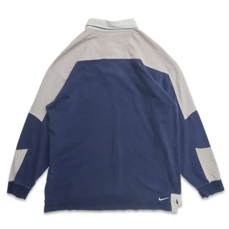 古着 ナイキ NIKE ラガーシャツ 長袖ポロシャツ ネイビー 表記：XL