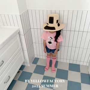 【 yellow factory】クマドールTシャツ 80〜120cm ピンク 240530