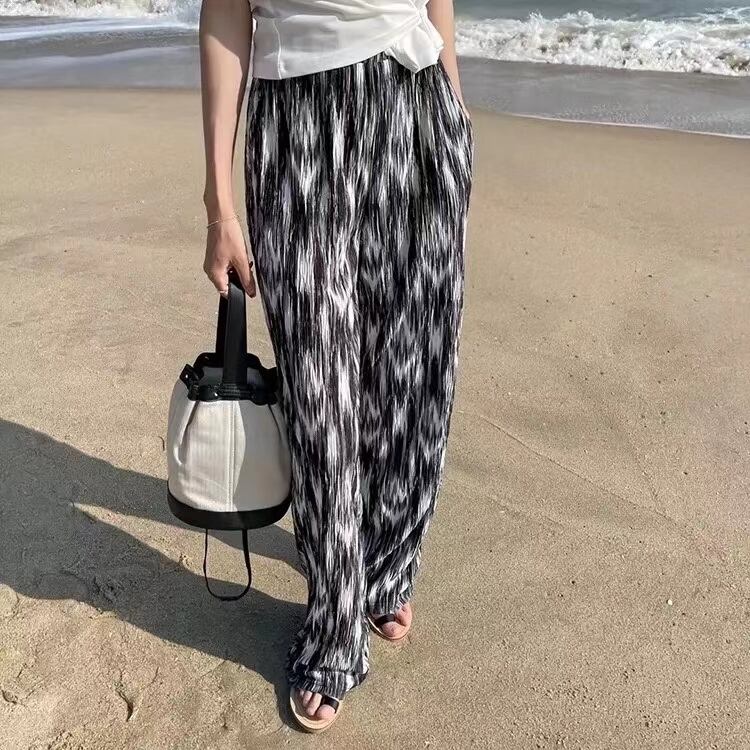 ニュアンス柄　プリーツワイドパンツ　AJ11352-1960