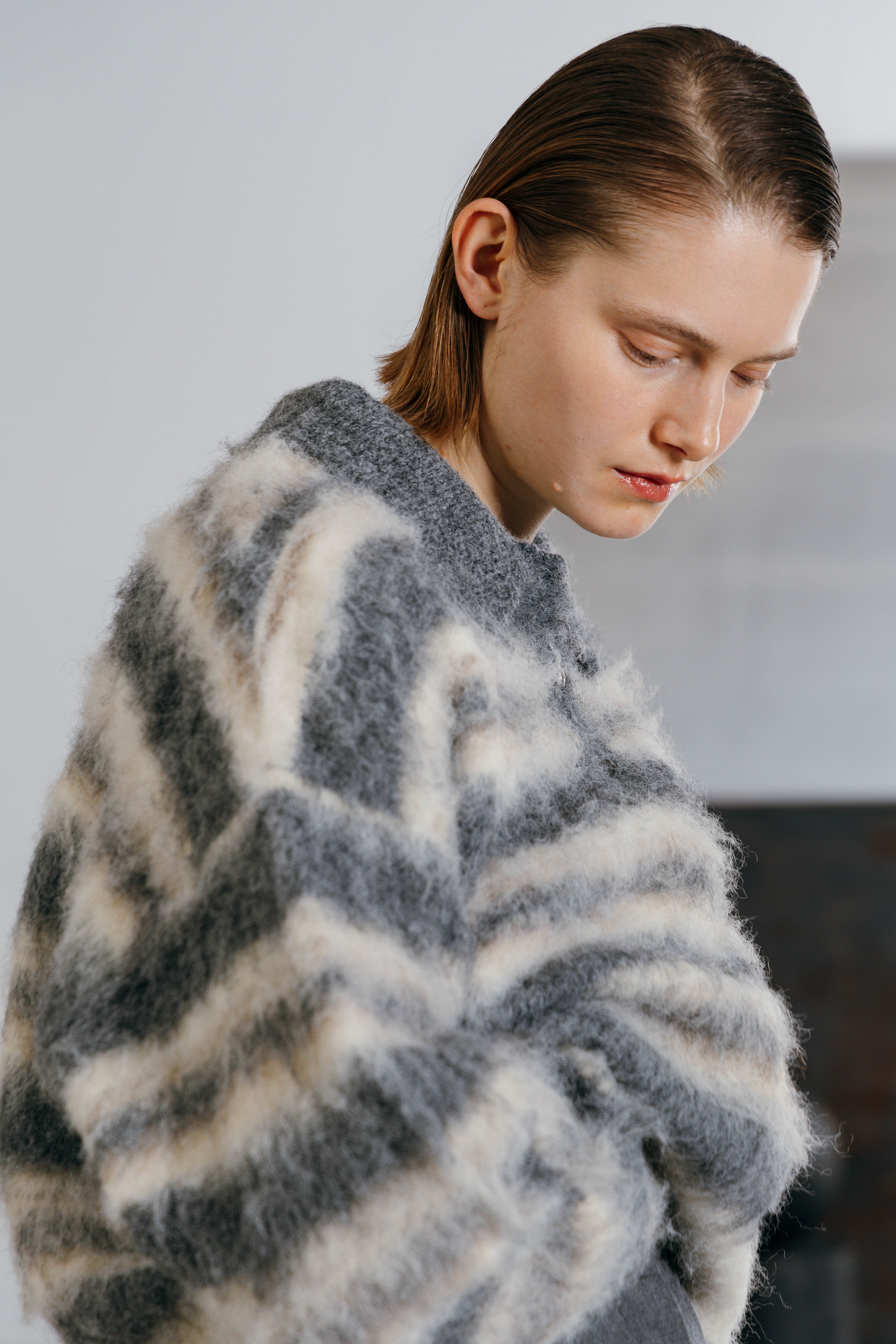 CREDONA MOHAIR BORDER KNIT モヘアボーダーニット Gray | planet3rd