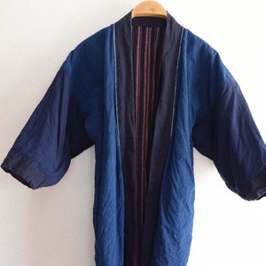 野良着 藍染 木綿 着物 古布 クレイジーパターン 縞模様 ジャパンヴィンテージ リメイク素材 昭和 | noragi jacket indigo kimono cotton japanese fabric vintage crazy pattern stripe