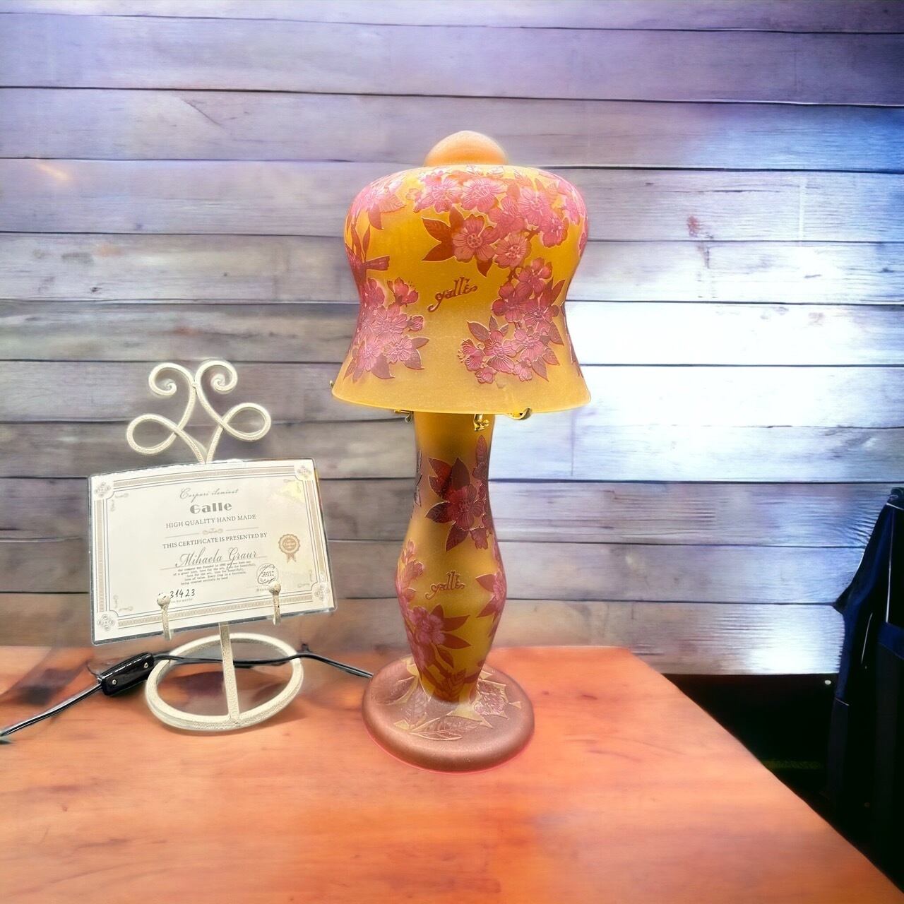 証明書付】【希少】 エミールガレ 花器 高13cm 幅6.5cm カメオ彫り