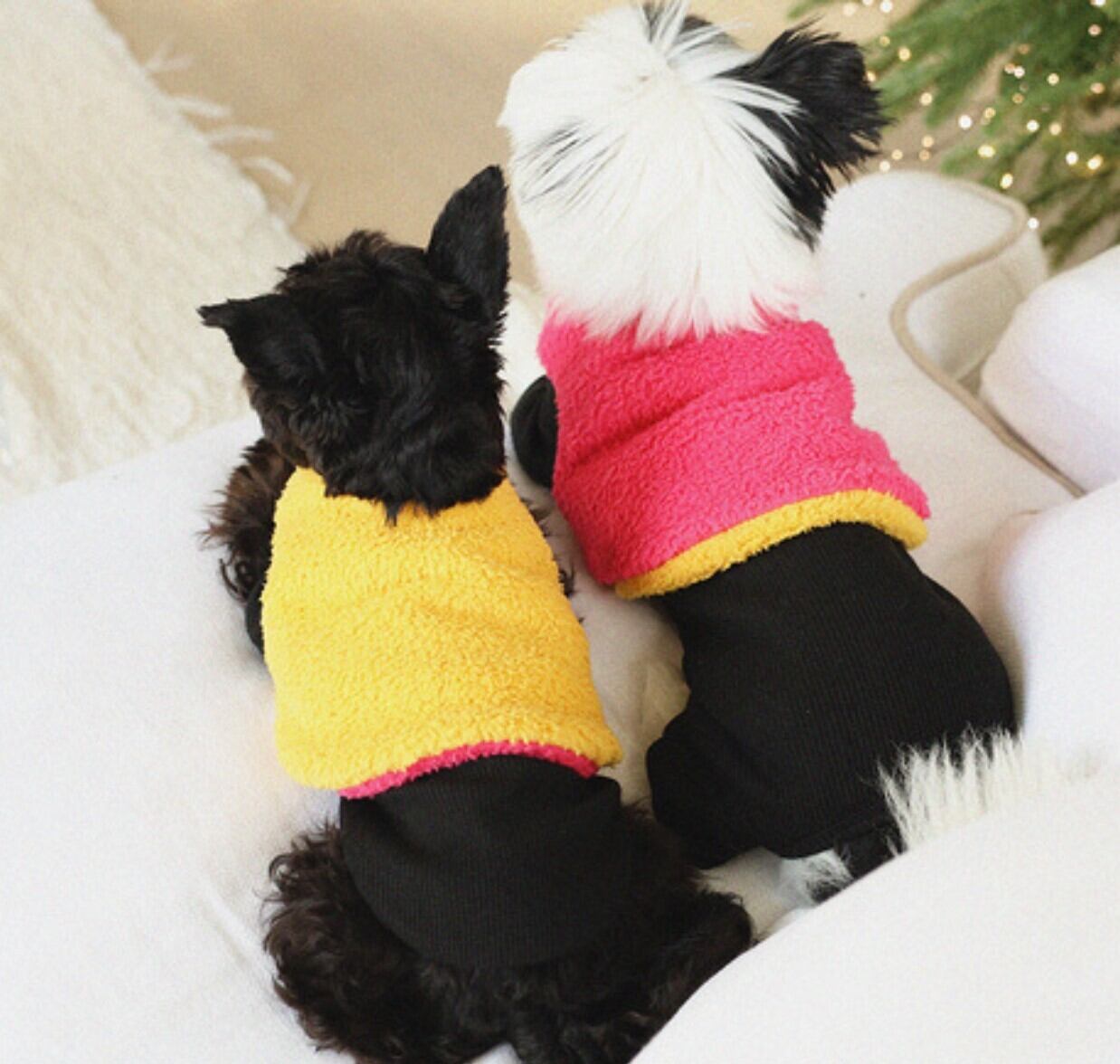 予約【noonoosoom】baa reversible vest (Pink&Mustard)