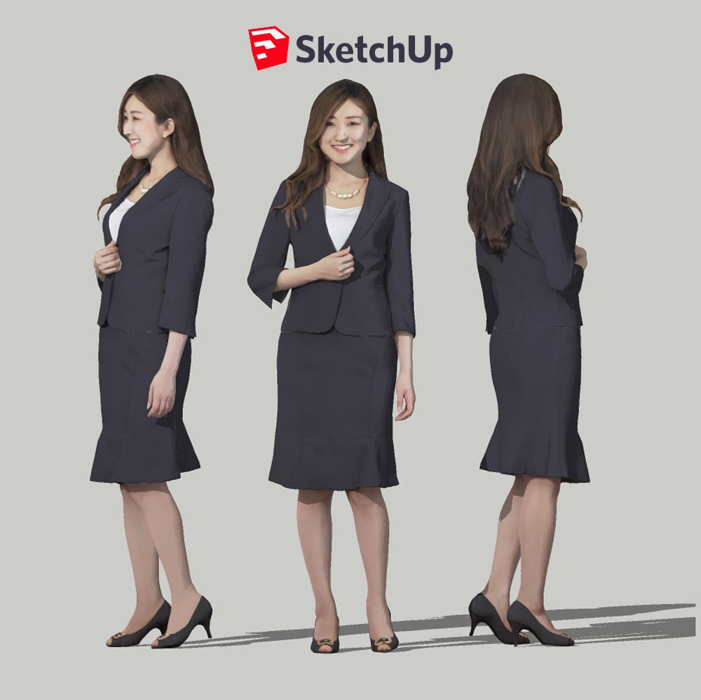 SketchUp素材　3D人物モデル ( Posed ) 055_Mao - 画像1