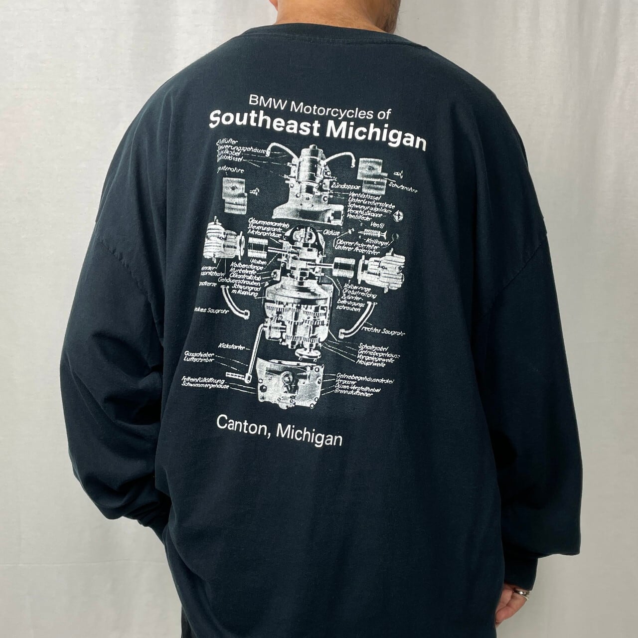 BMW MOTORCYCLES 企業ロゴ バックプリント ロングTシャツ メンズ2XL 