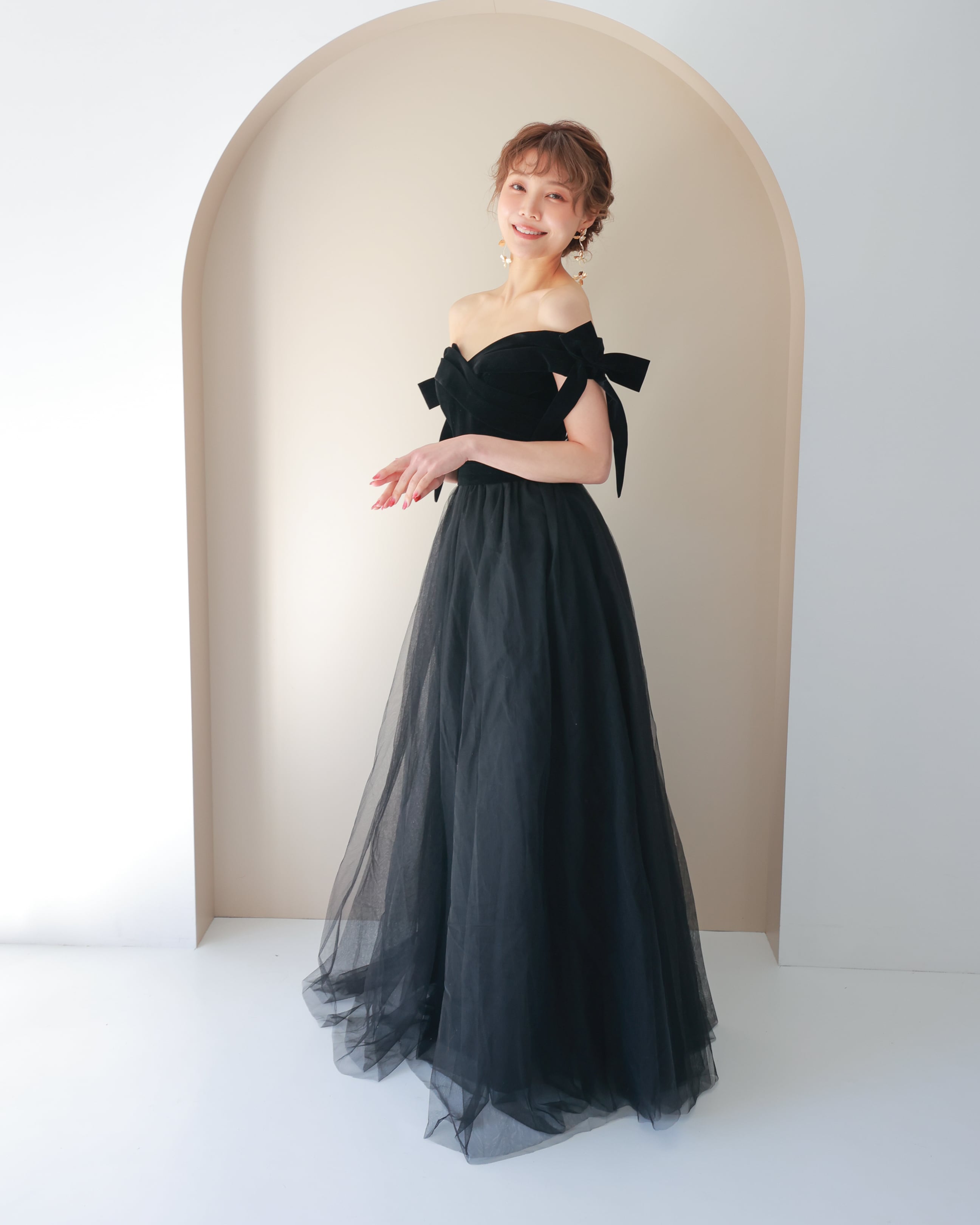 ベロアチュールブラックカラードレス【CD2501-12】 | ブライダル