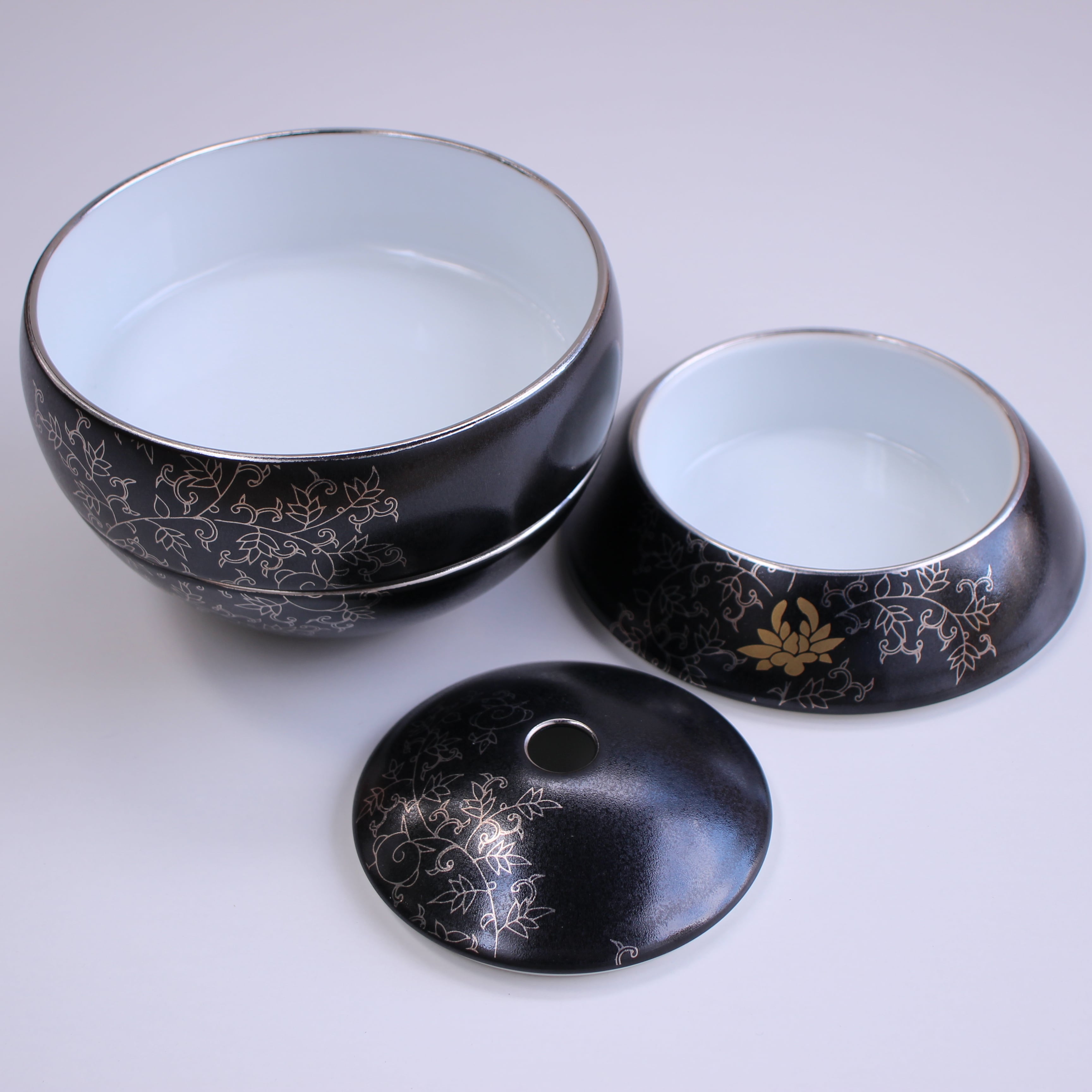 李荘窯×芦屋貴兆陶家コラボ 球型お重＊t a m a c o＊花唐草 | 芦屋貴兆