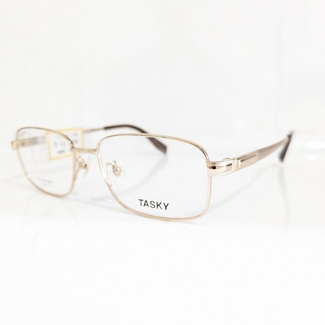 【TASKY】スクエアメタルフレーム　ゴールド