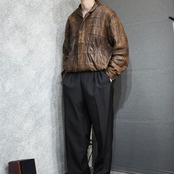 patch work design brown leather blouson