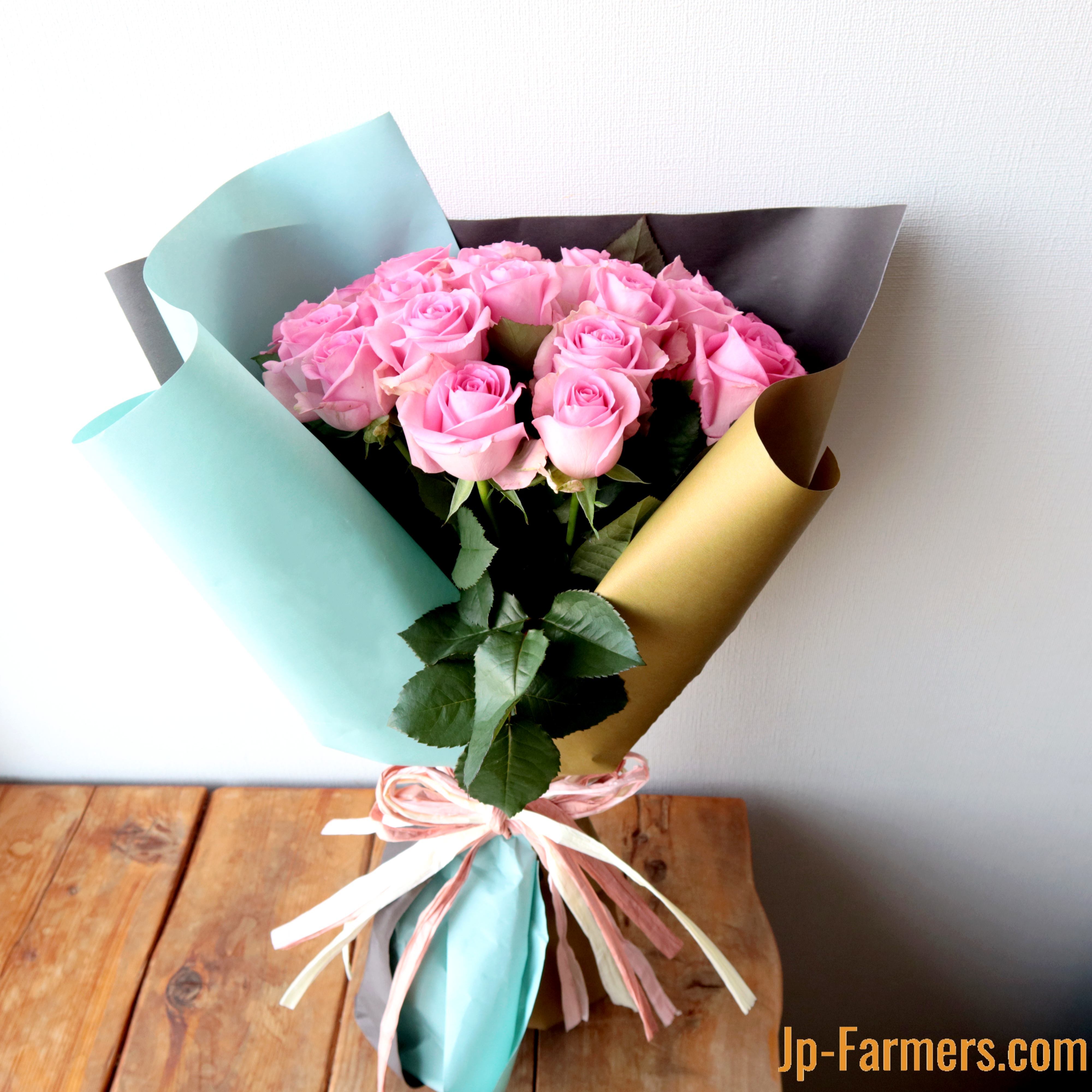 国産 ピンクバラ お任せ花束ラッピングあり 30本 | 新鮮お花