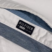 TOMMY HILFIGER トミーヒルフィガー ボーダー 鹿の子 半袖 ポロシャツ サイズ XL /ホワイト×ブルーグレー系 メンズ