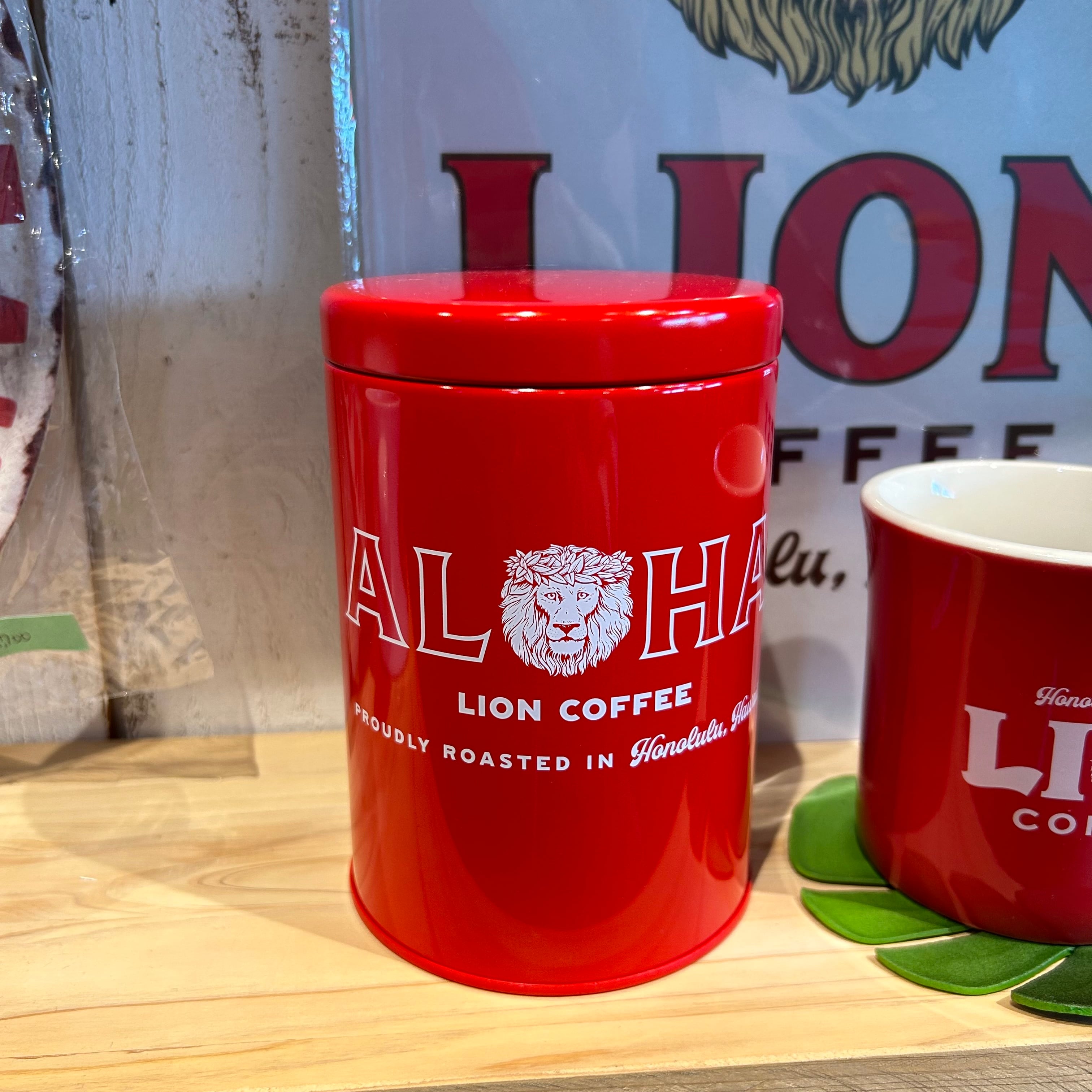 LION COFFEE 『mart』雑誌コラボ キャニスター缶 赤 コーヒー紅茶 小物