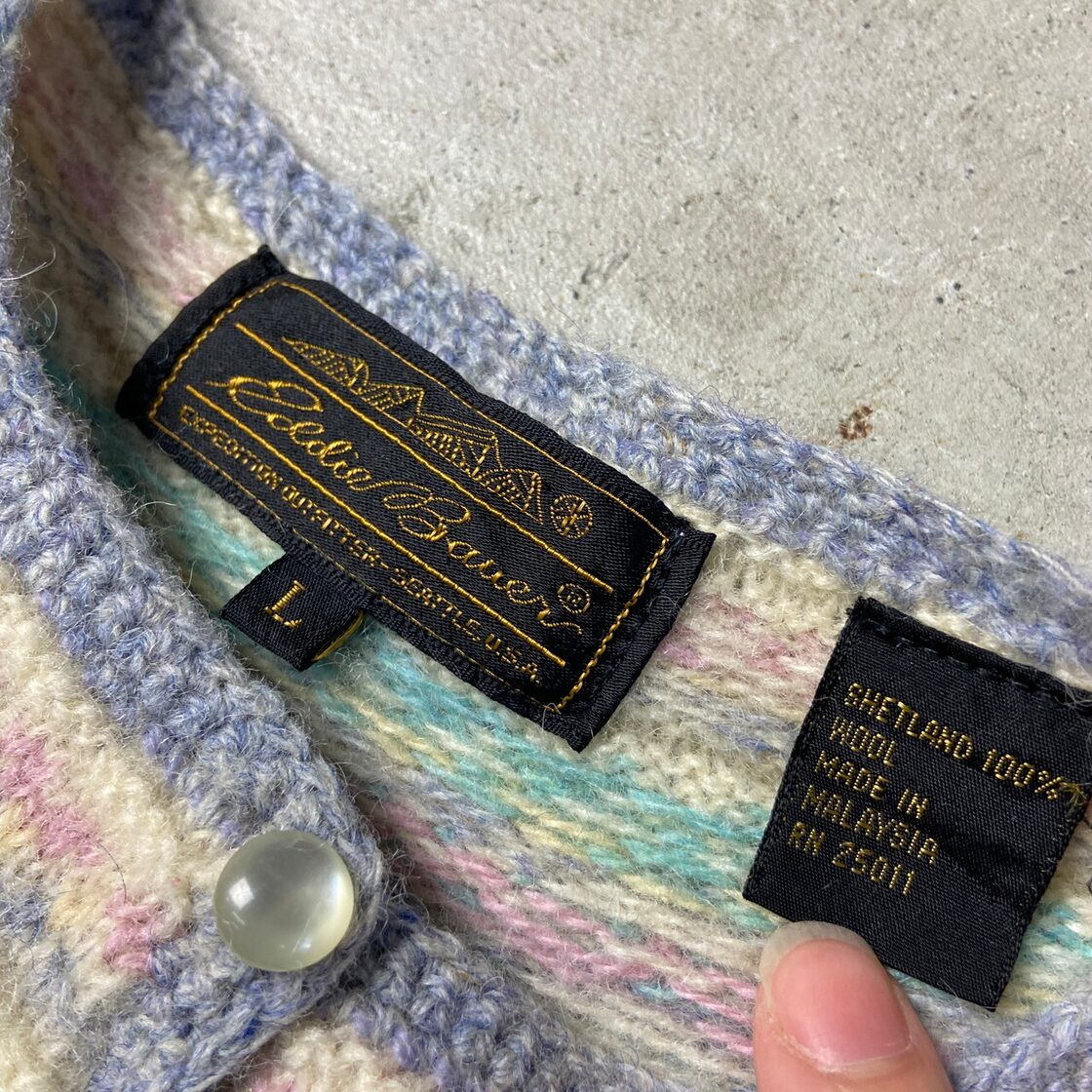 80年代 Eddie Bauer エディーバウアー ヘンリーネック ウールニット 