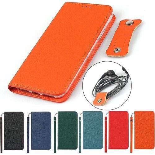 Eastwave for iPhone 6S Plus / 6 Plusケース for iPhone 6Plus 手帳型ケース 6SPlus 財布型 カバー 本革 柔らかい 本皮 高質 スプラットホール付き スプラット同梱 内蔵マグネットカード収納 横置きスタンド機能 -オレンジ 510