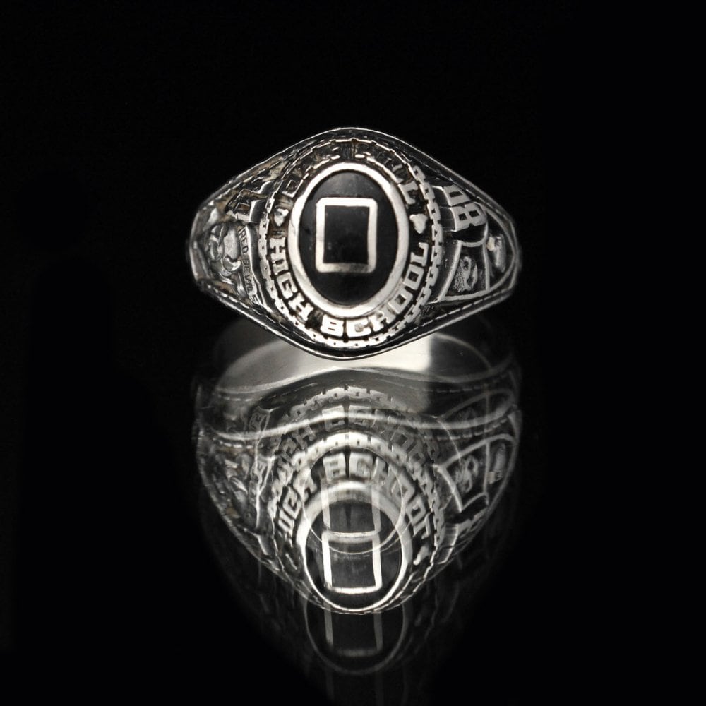 Vintage College Ring [10kt White Gold × Onyx] [1980s-] RED DEVILS