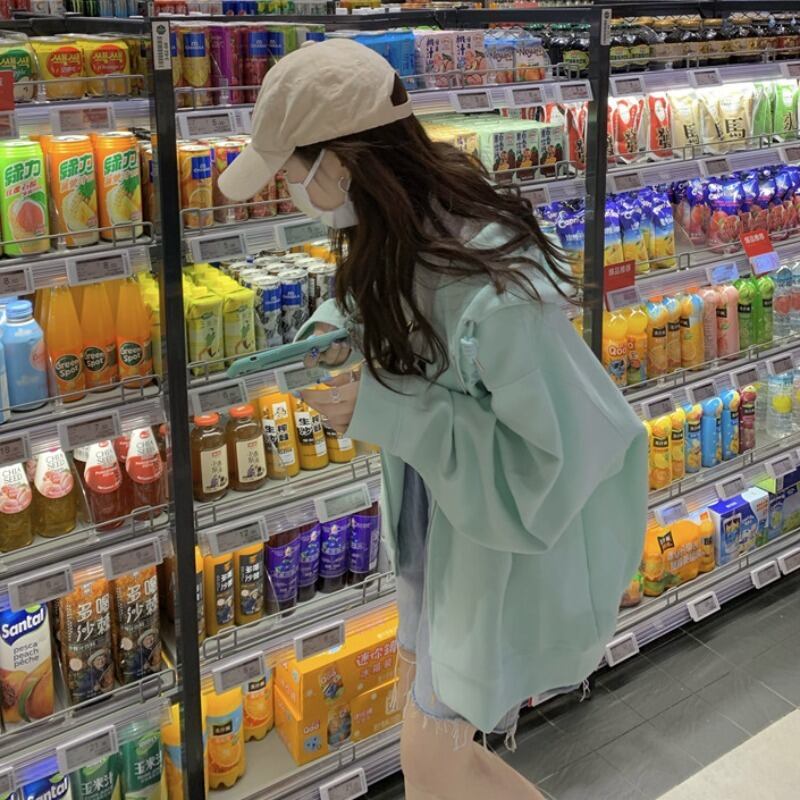 スタイルカジュアルフードセーター レディースオータムルーズジッパーカーディガンジャケット 秋物 萌量不足9391384892