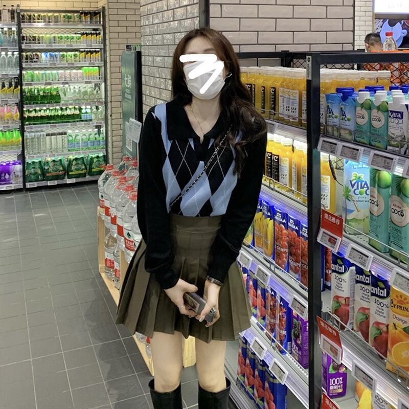 ニット スプリングオータムスタンダード長袖スリーブショートトップス ロング レトロ 春物 秋物 試着室15846485901