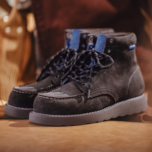 Bicolor Cow Suede Lace-Up Boots / バイカラー カウ スエード レースアップ シューズ