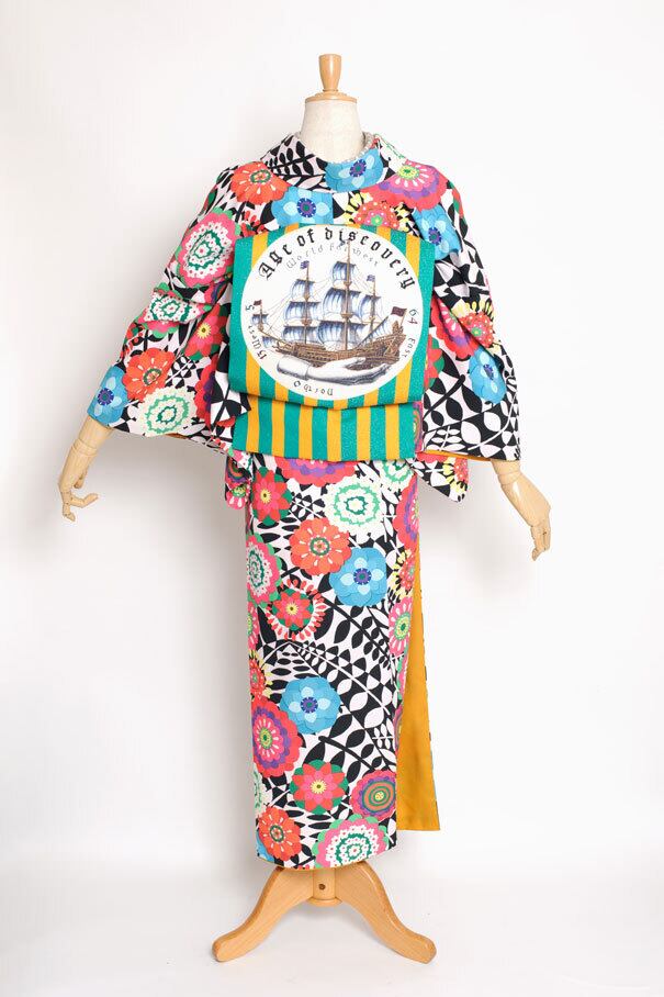 セオアルファ浴衣 フラワープリント60s ピンクグレー | 重宗玉緒 WEB SHOP