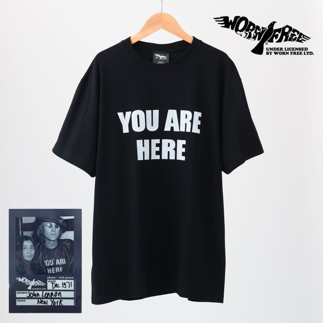 ジョンレノン tシャツ メンズ 半袖 プリント ブランド レディース ゆったり ロゴ おしゃれ 黒 ブラック かわいい 大人 かっこいい シンプル ウォーンフリ― YOU ARE HERE WFR-000-000003 Sl007