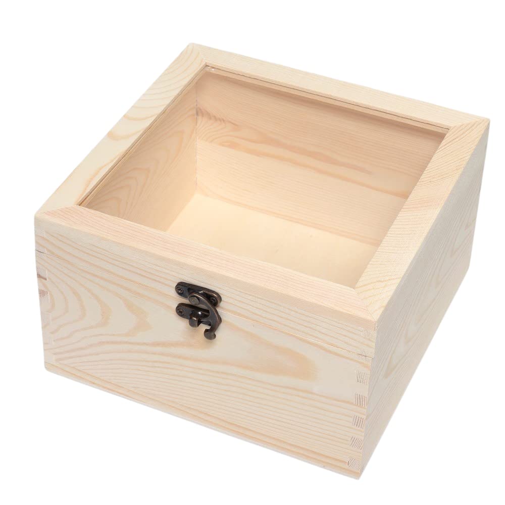 【在庫処分】天然木 シンプル 木箱 20×12cm ウッドボックス 四角 アンティーク風金具付き