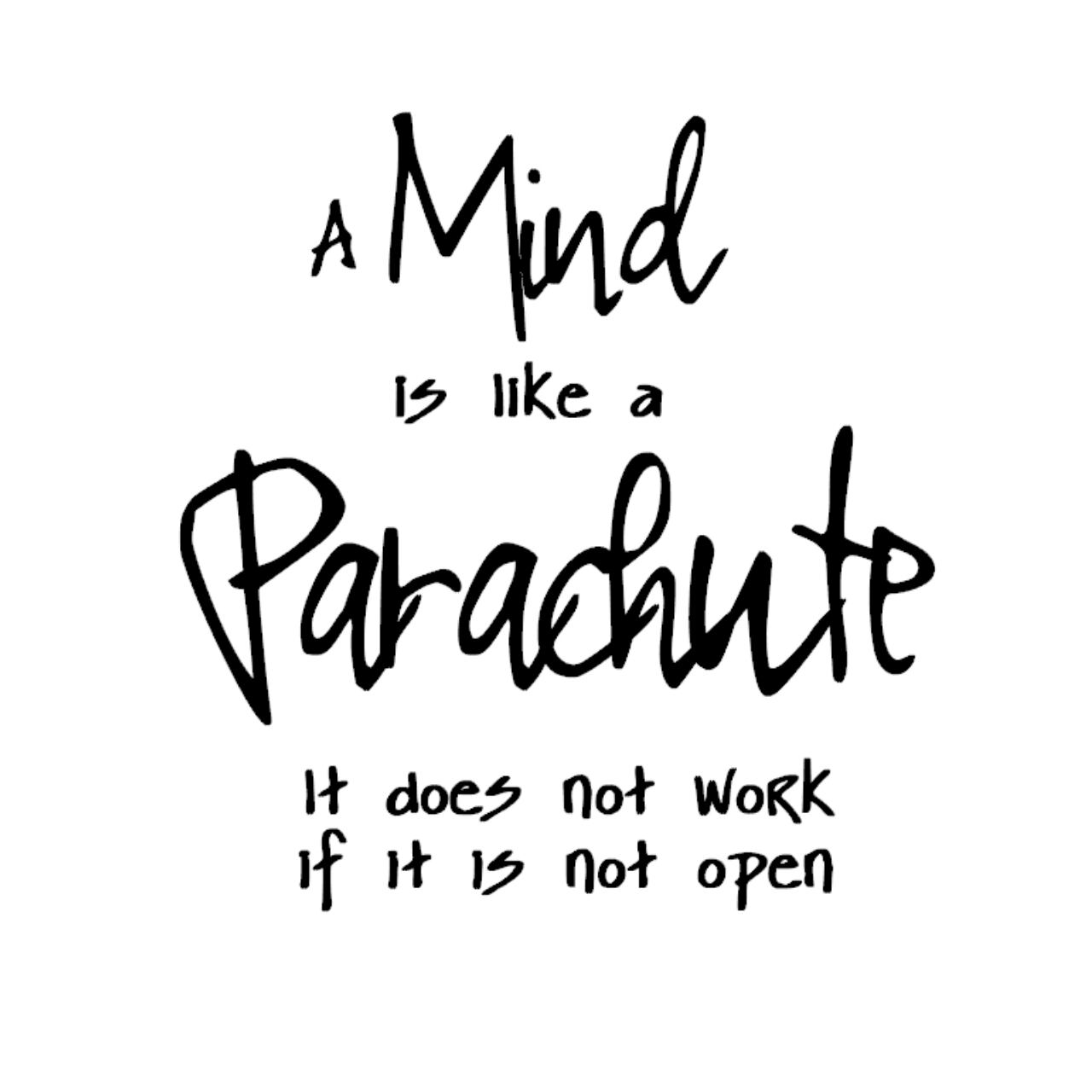ウォールステッカー 名言 A mind is like a parachute it does not work if it is not open 黒 マット