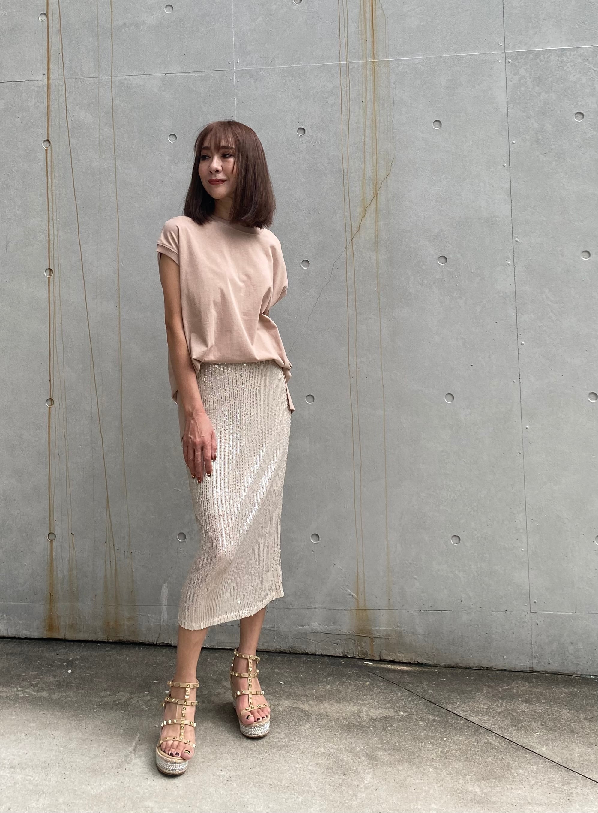 スパンコールロングスカート (シャンパンゴールド) | セレクトショップ