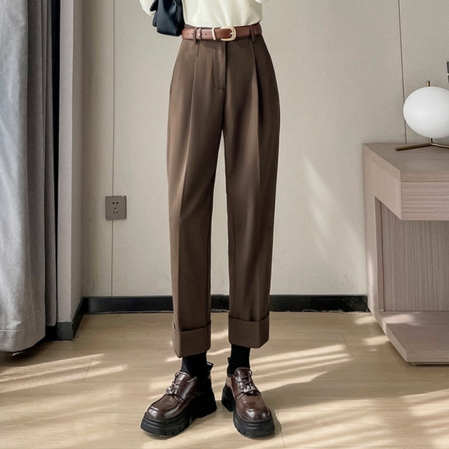 142cm〜　ウールハーレムシガレットパンツ